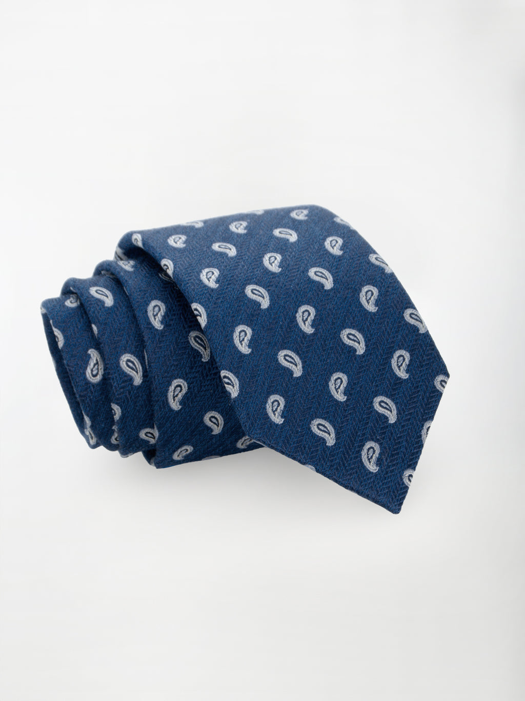 Cravatta in Seta e Cotone Trama Peasley - color Blu e Bianco image 0