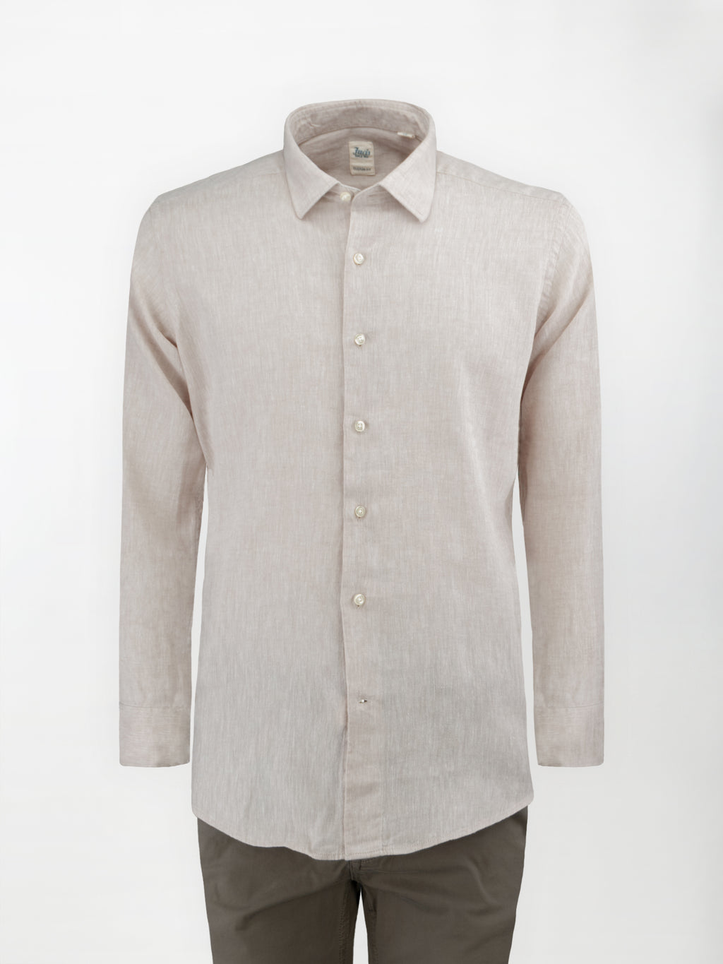 Camicia in Lino e Cotone con Collo Italiano piccolo - color Sabbia - Custom fit image 0