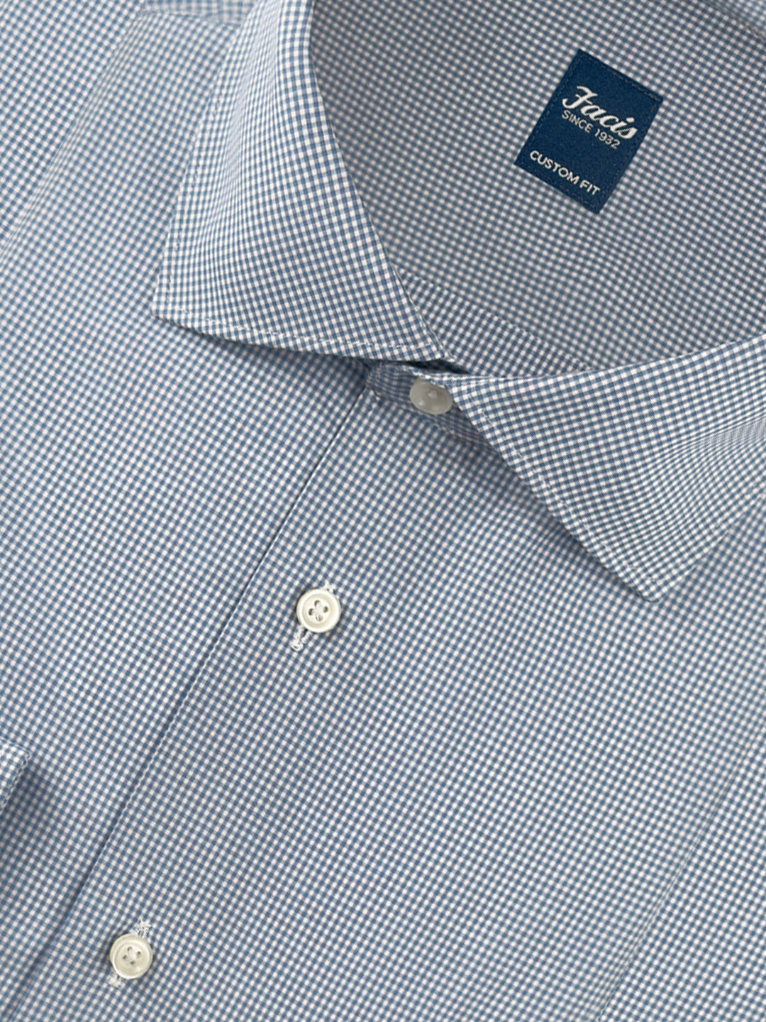 Camicia Collo Francese Vichy color Blu chiaro - Custom Fit - Cotone Popeline image 1