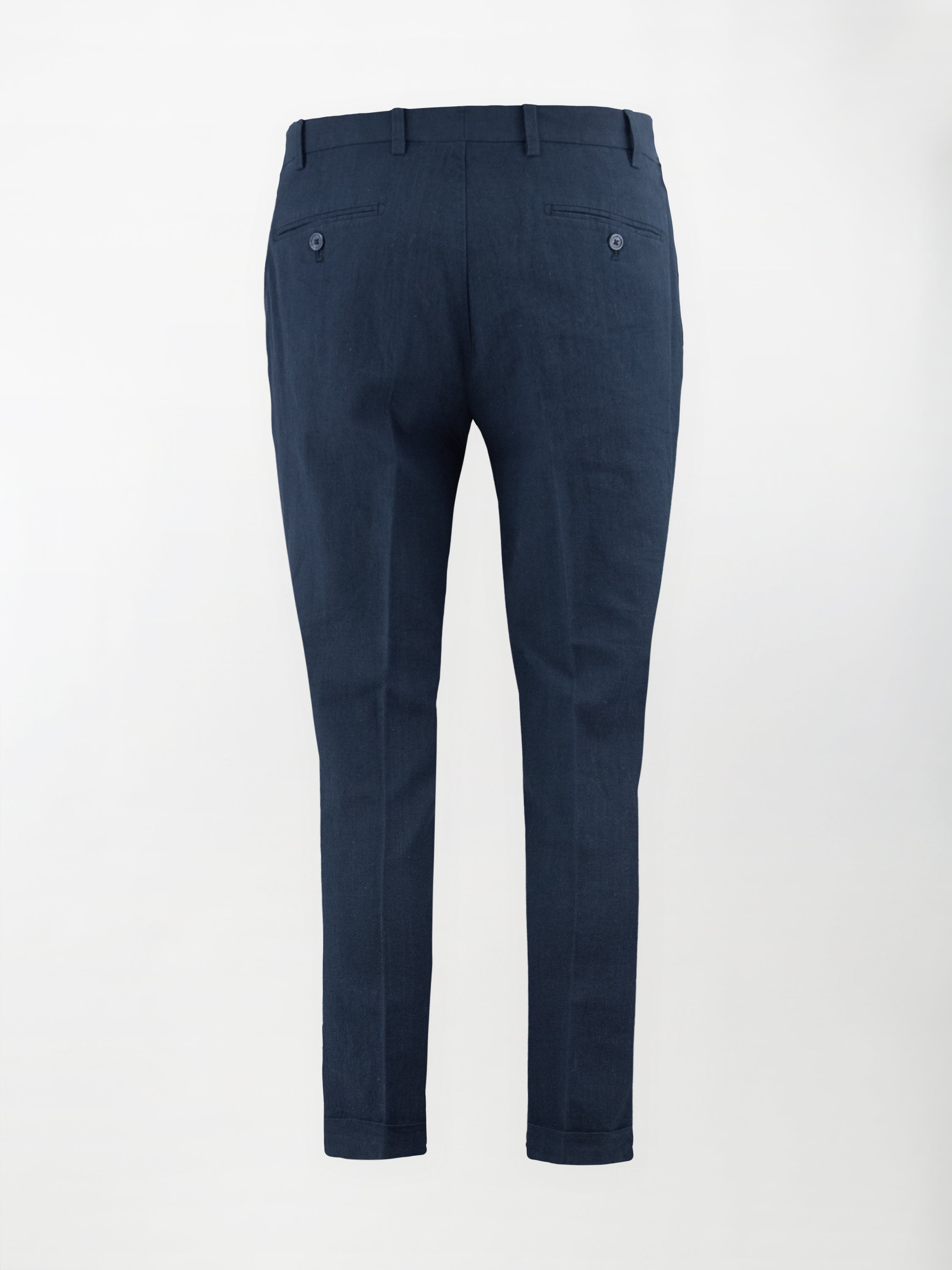 Pantalone sportivo in Lino-Cotone lavato - color Blu - Slim fit image 1