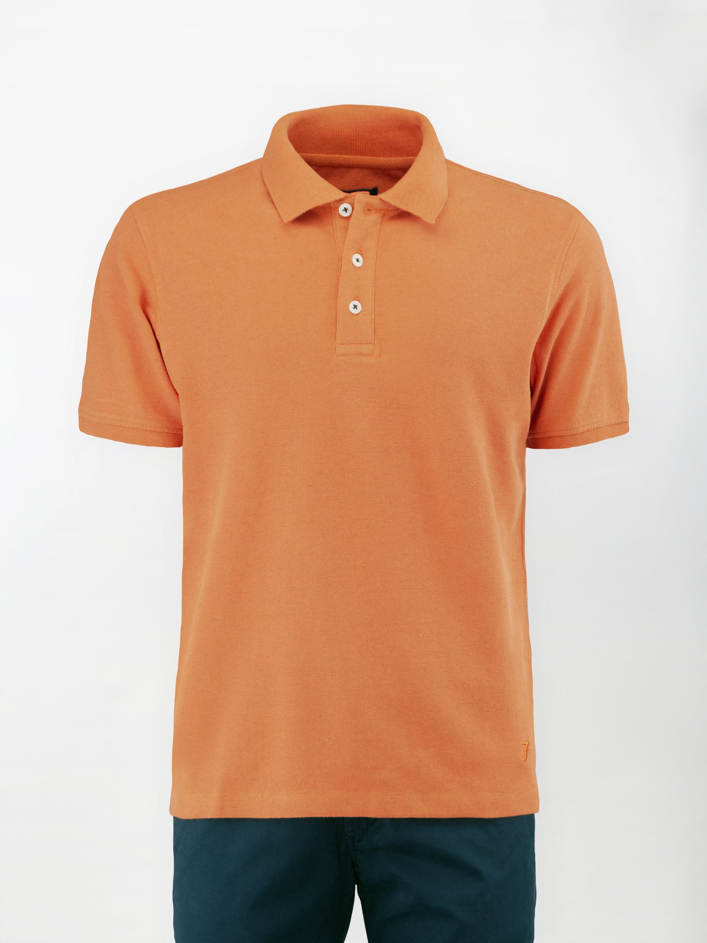Polo leggera in cotone e lino - color Arancione image 0