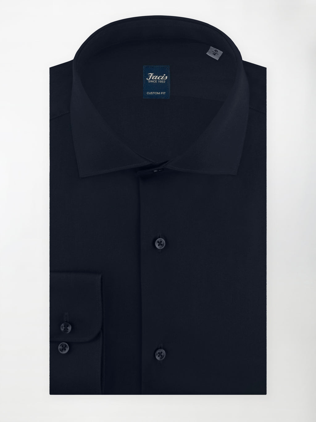 Camicia Collo Francese Color Blu notte - Custom Fit - Cotone Popeline image 0