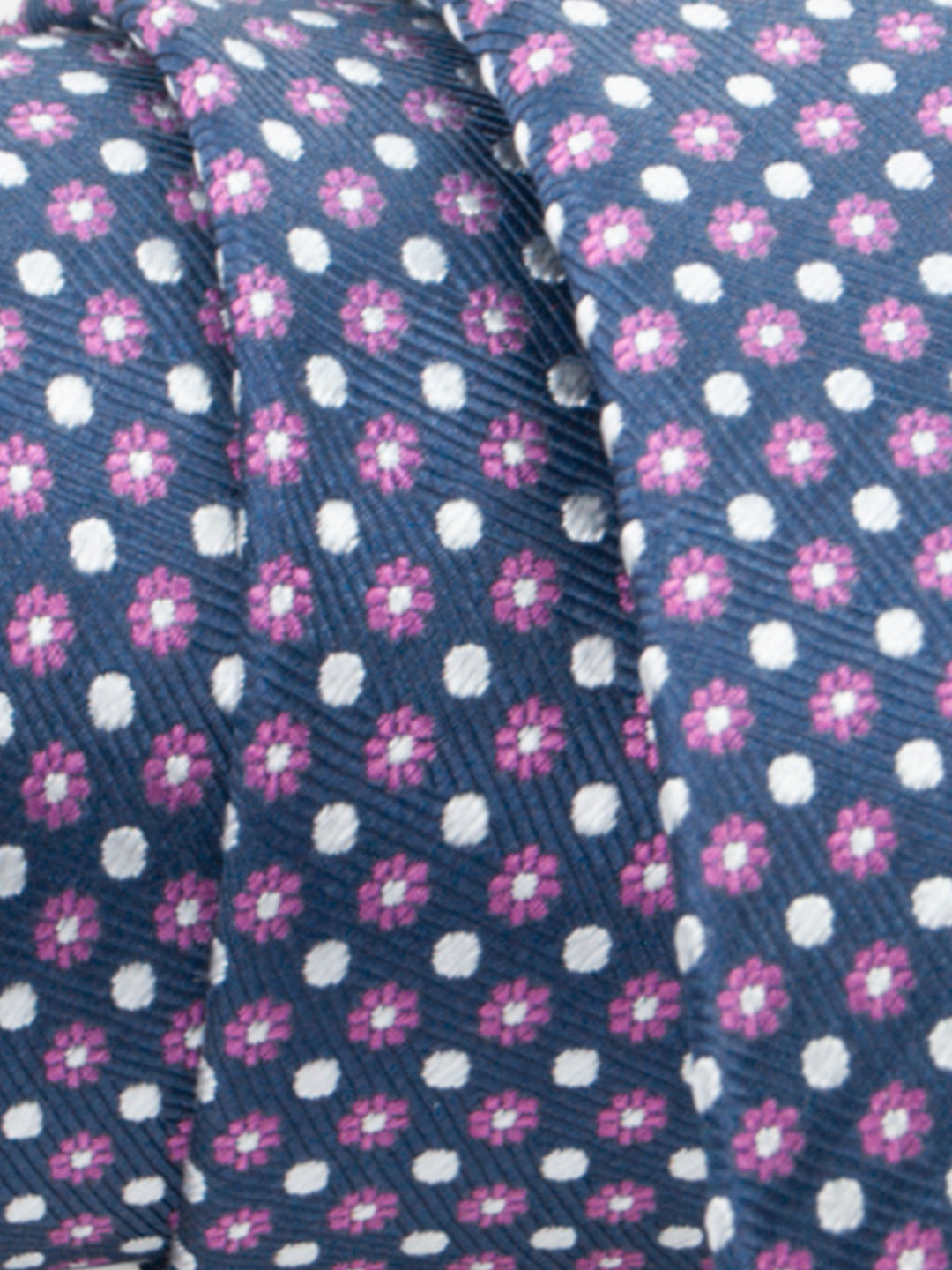 Cravatta microfantasia alternata punti e fiori - color Blu, Bianco, Fuxia image 1