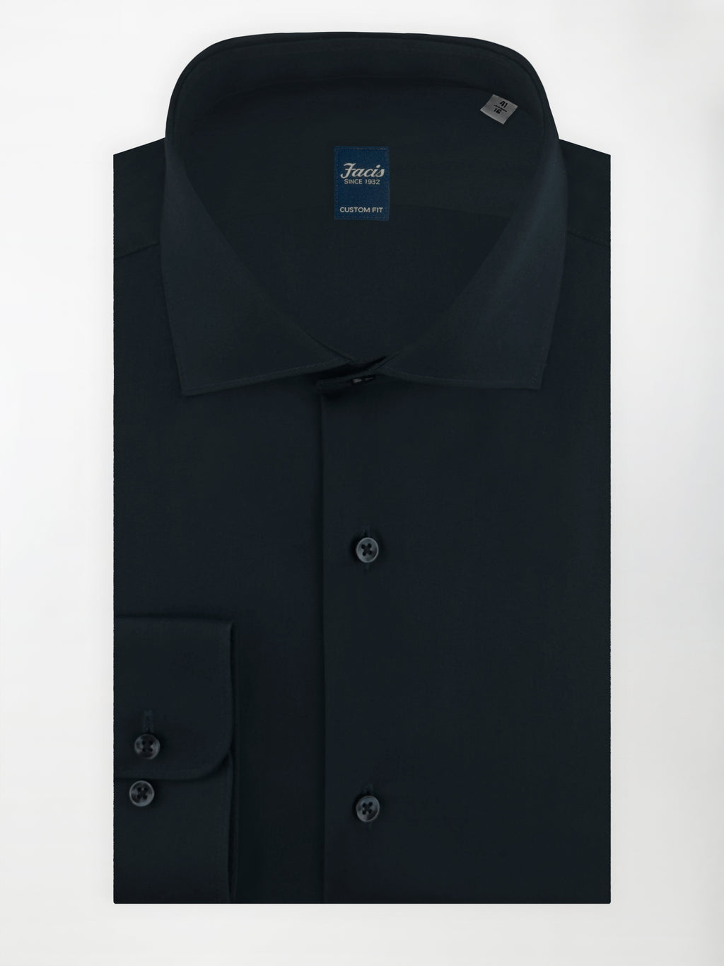 Camicia in Cotone unito con Collo Francese - Color Blu notte - Custom Fit image 0