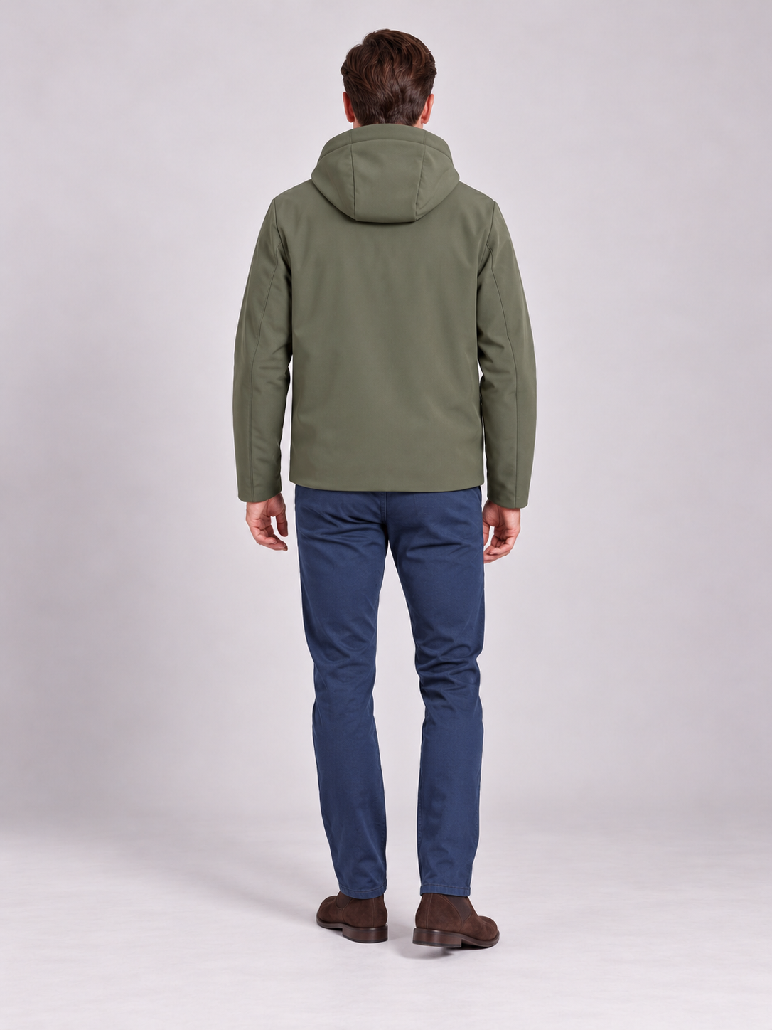 Giubbotto corto imbottito con rivestimento softshell - Color Verde militare