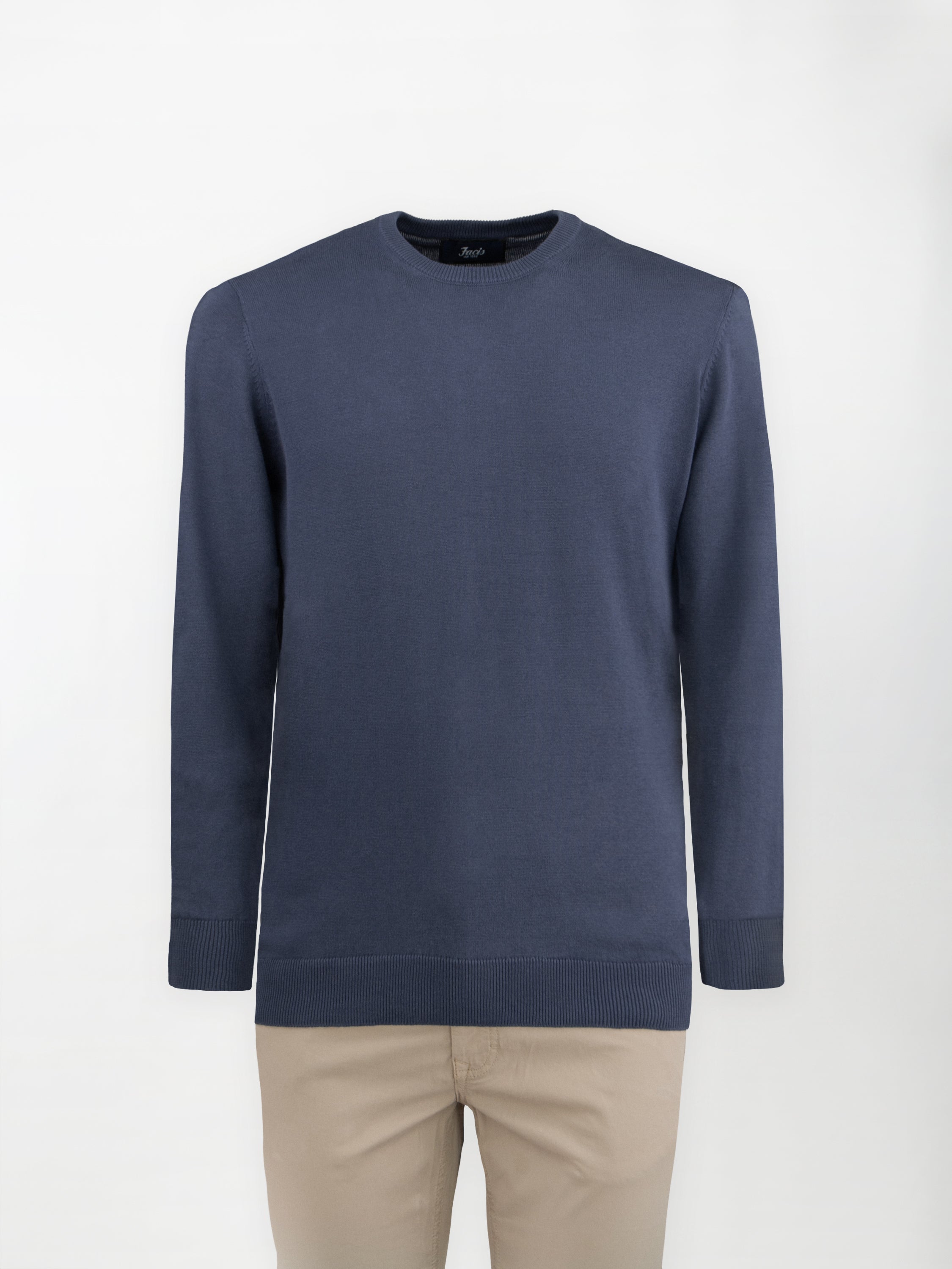 Maglia girocollo in puro cotone - color Blu denim image 1