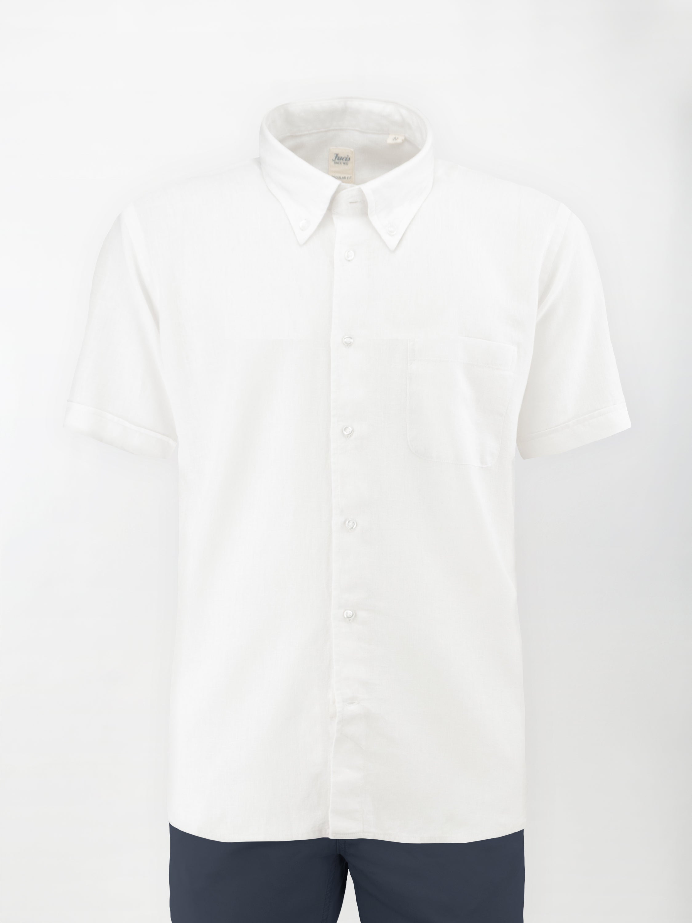 Camicia a Manica Corta in Lino e Cotone - color Bianco - Regular fit image 0