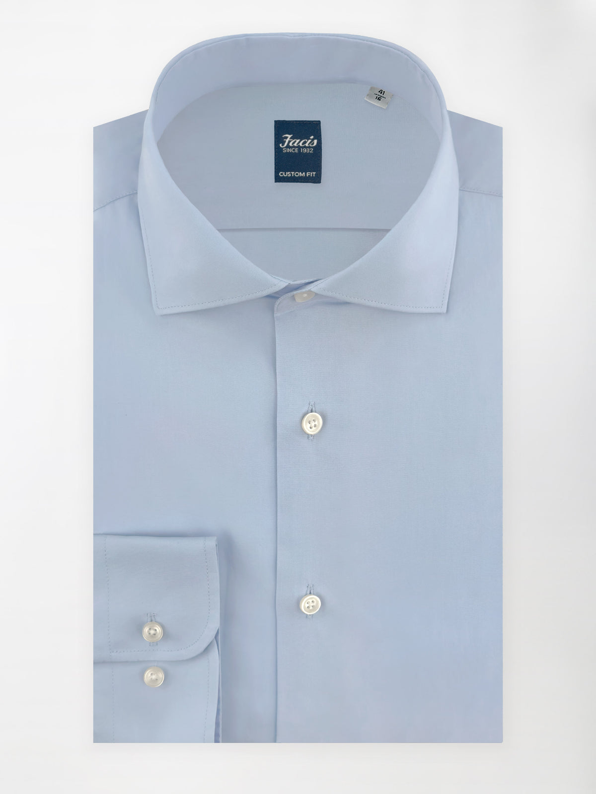 Camicia Collo Francese Color Azzurro - Custom Fit - Cotone Popeline image 0