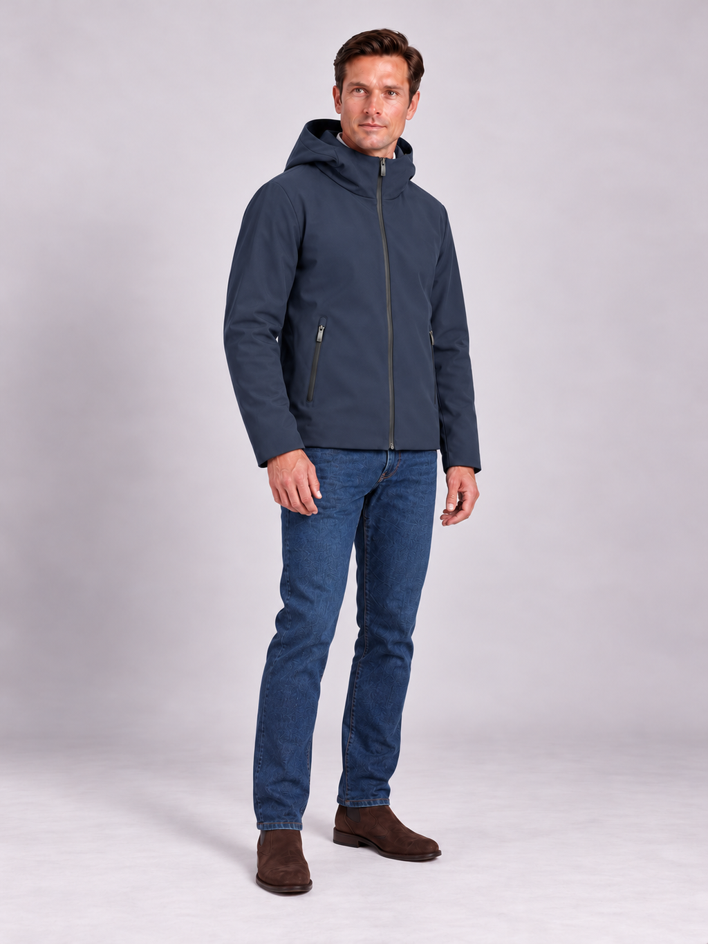 Giubbotto corto imbottito con rivestimento softshell - Color Blu navy blazer